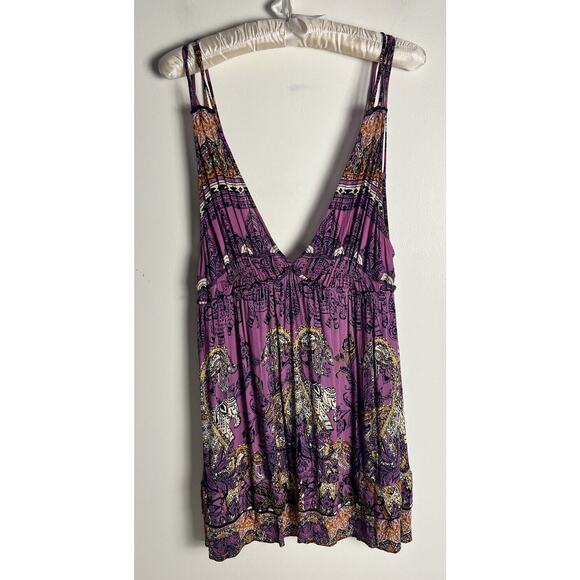 Intimately Free People Me To You Printed Mini Slip Dress Purple Combo Size XS - Picture 2 of 9